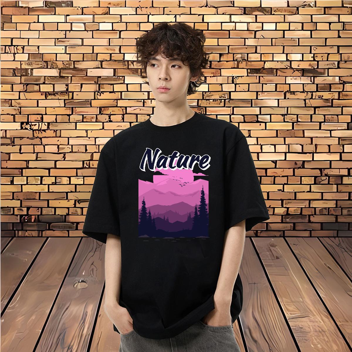 Classic Mens T Shirts 230g Cotton tree Beach Tee Shirt O-Neck Short Sleeve Soft Men Tops Tees DIY Printed