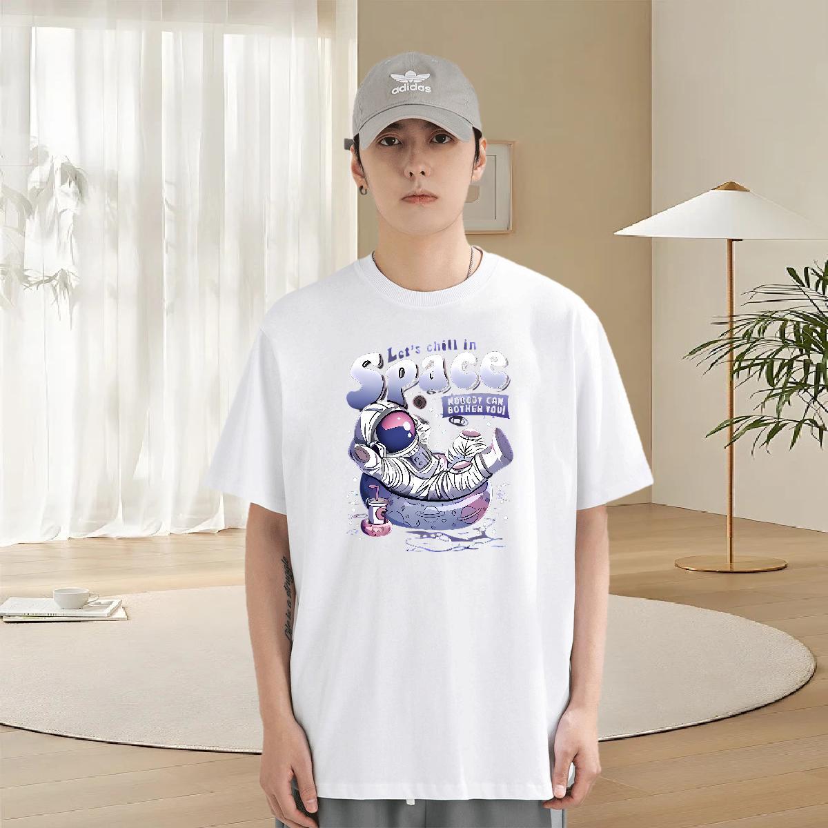 Comfortable Mens Tshirts 230g Pure Cotton Home Outdoor spaceman Custom Printing Breathable Crew Neck Fashion New Mens T Shirts Clothes