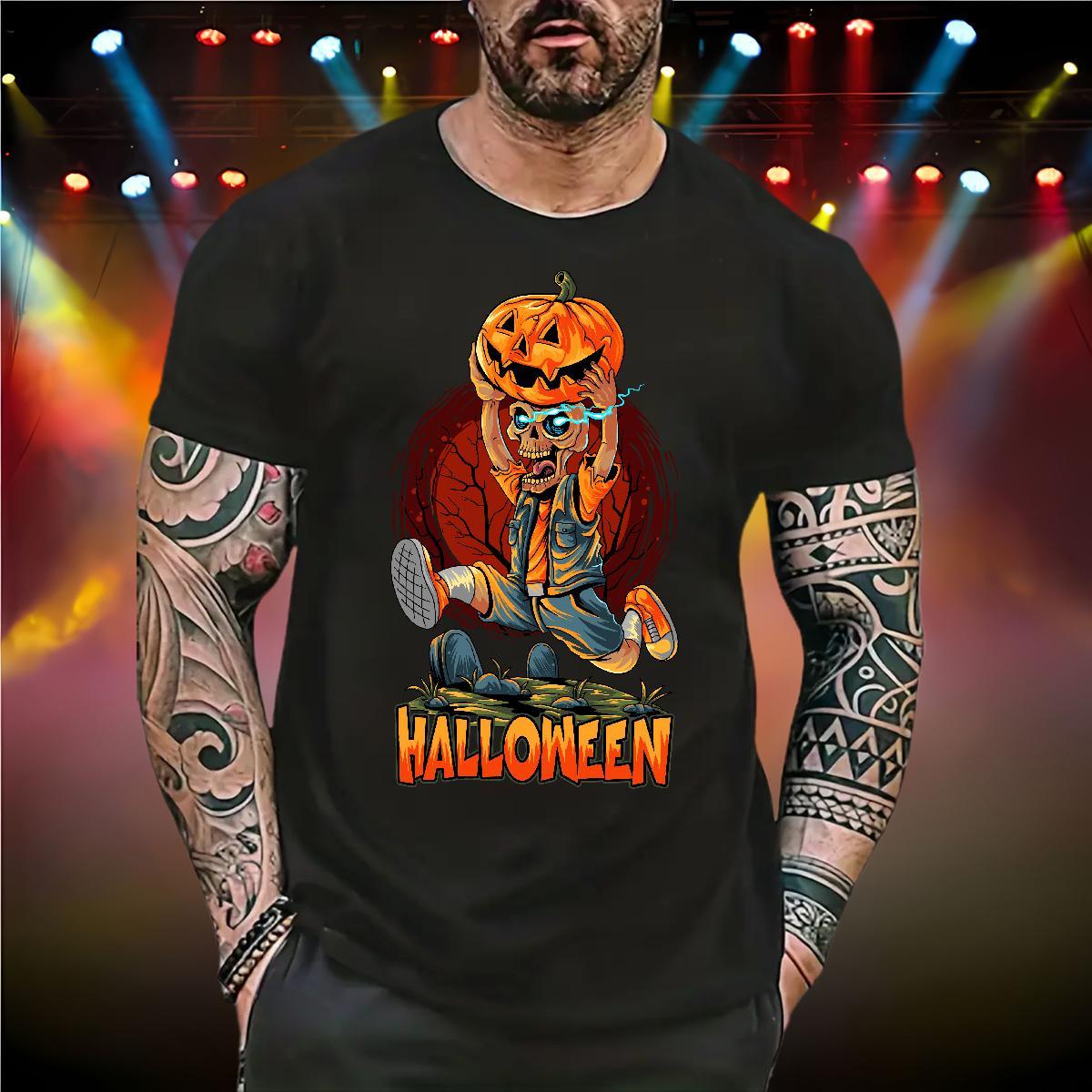 2024 T Shirts Men 100% Cotton 230g Halloween Anime Printing Street Wear Breathable Soft Cool Design Men Tshirts White Plus Size