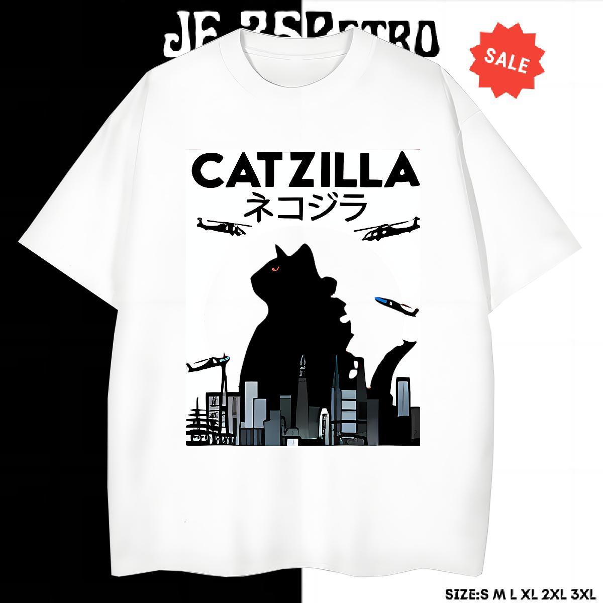 Loose Mens Tshirts 230g 100% Cotton cat T-Shirts for Men Hip Hop Street Round Neck Short Sleeve Custom Print Plus Size Fashion Tops