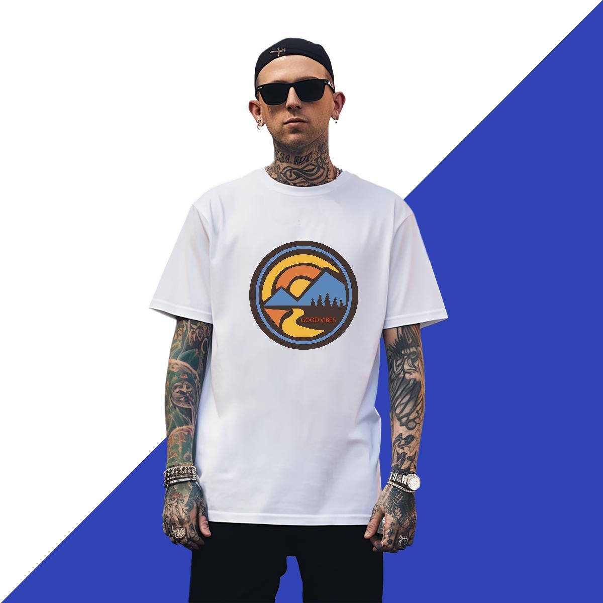 Wholesale Men Tshirts 230g Pure Cotton Street mountains Custom Anime Breathable DIY Customized Man T Shirts Tops Tees