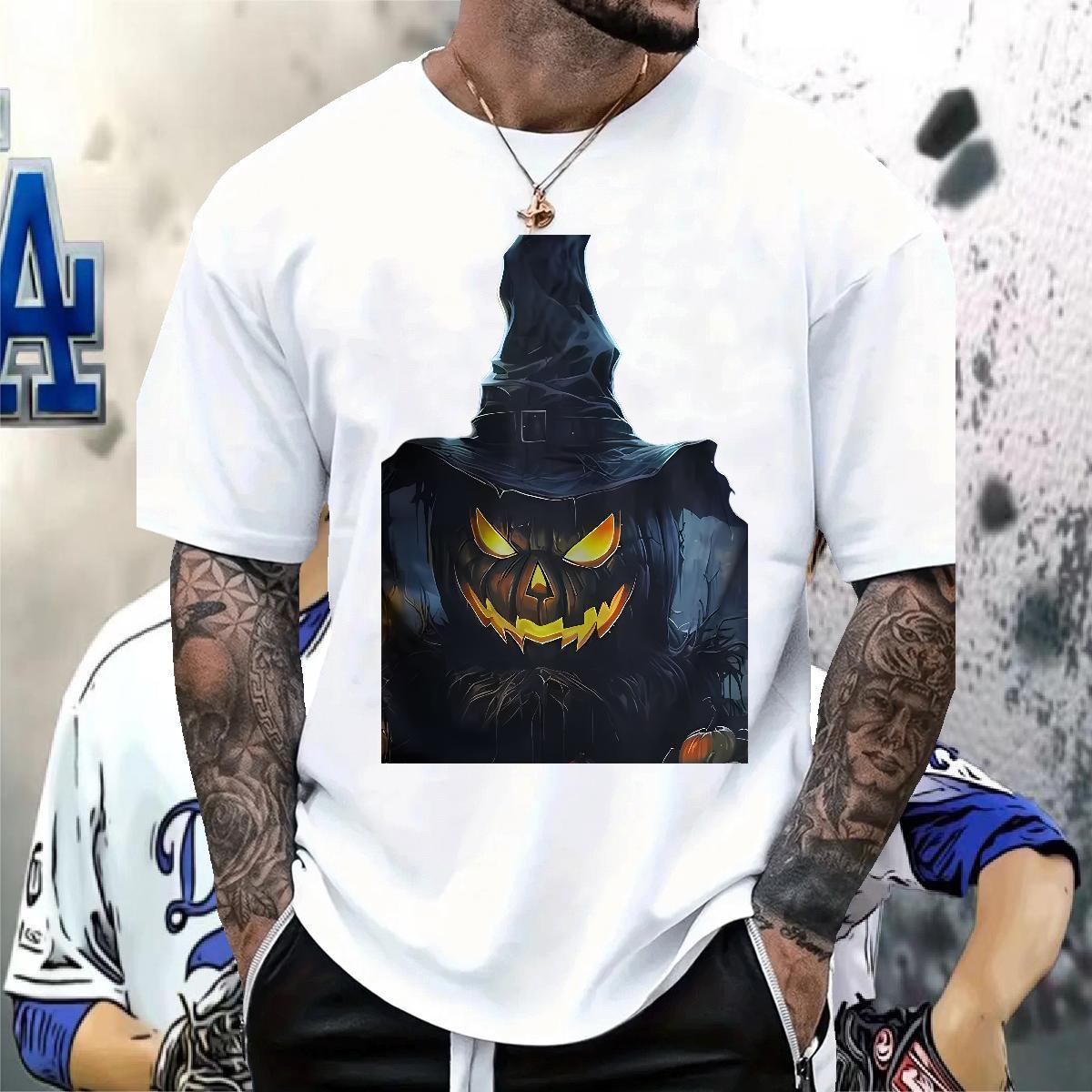 T-Shirts 230g Cotton halloween Casual Daily Wear O Neck Short Sleeves Skull Men Clothes T-Shirt Stylist Unisex Clothings