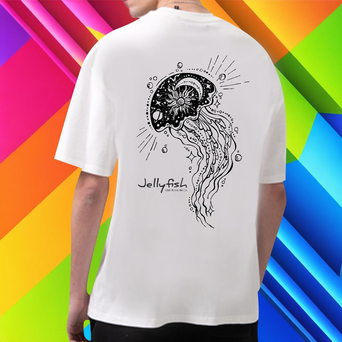 Loose Men Clothes T-Shirt 230g Cotton jellyfish Mens T Shirts Casual Daily Wear Breathable Short Sleeve Anime Print Fashion Designer Clothings