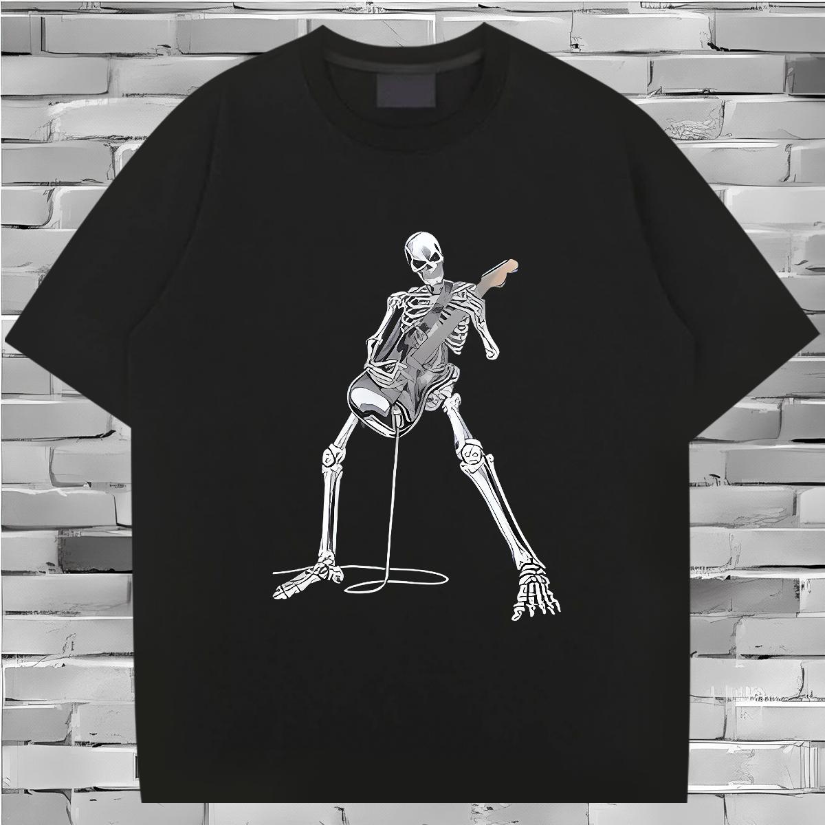 Fashion Design T shirt skull Wear 230g Cotton Hip Hop Free Shipping Anime Round Neck Short Sleeve Men Clothes T-Shirt