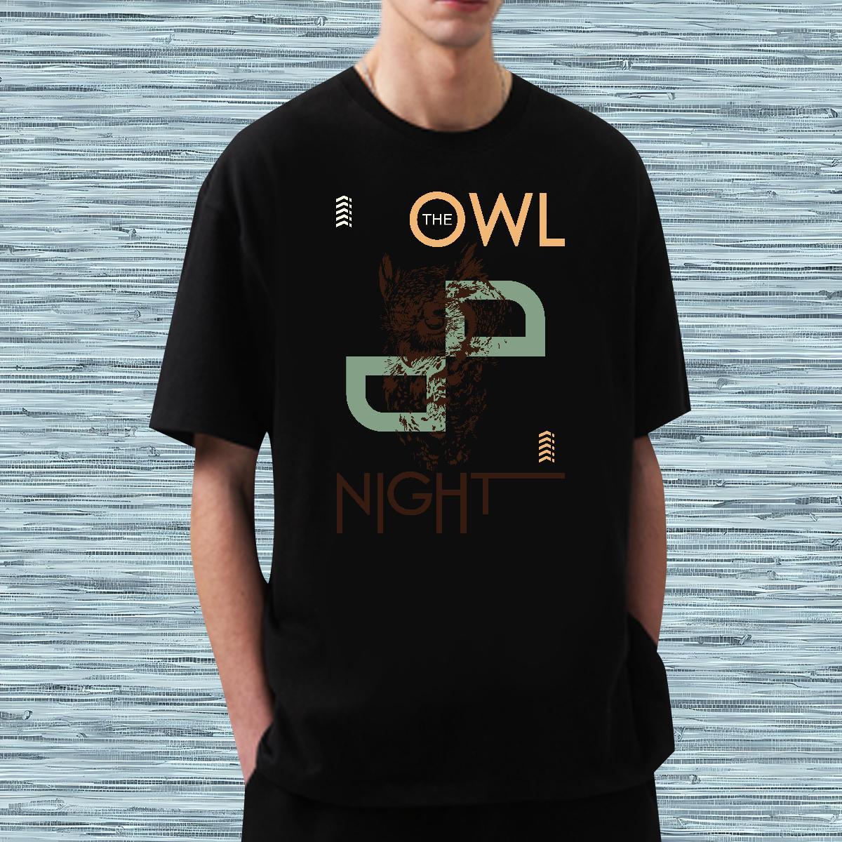 Men T Shirts 230g Pure Cotton Owl Hip Hop Street O-Neck Short Sleeve Customized Men Tshirts Fashion Design Loose Tops