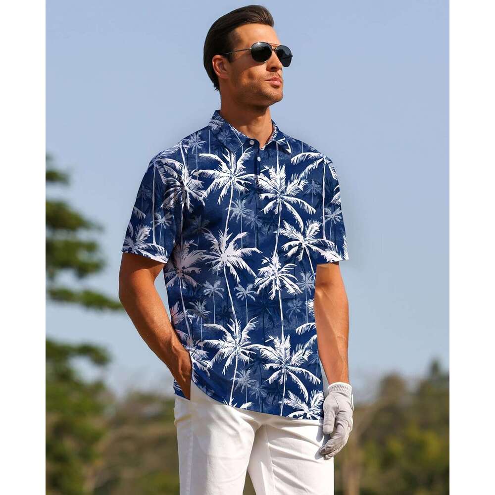 Fashion Mens Polo shirt Mens Golf Shirt Hawaiian Men Moisture Wicking Dry Fit Soft Breathable Short Sleeve 4-Way Stretch Casual tops summer clothes Sh