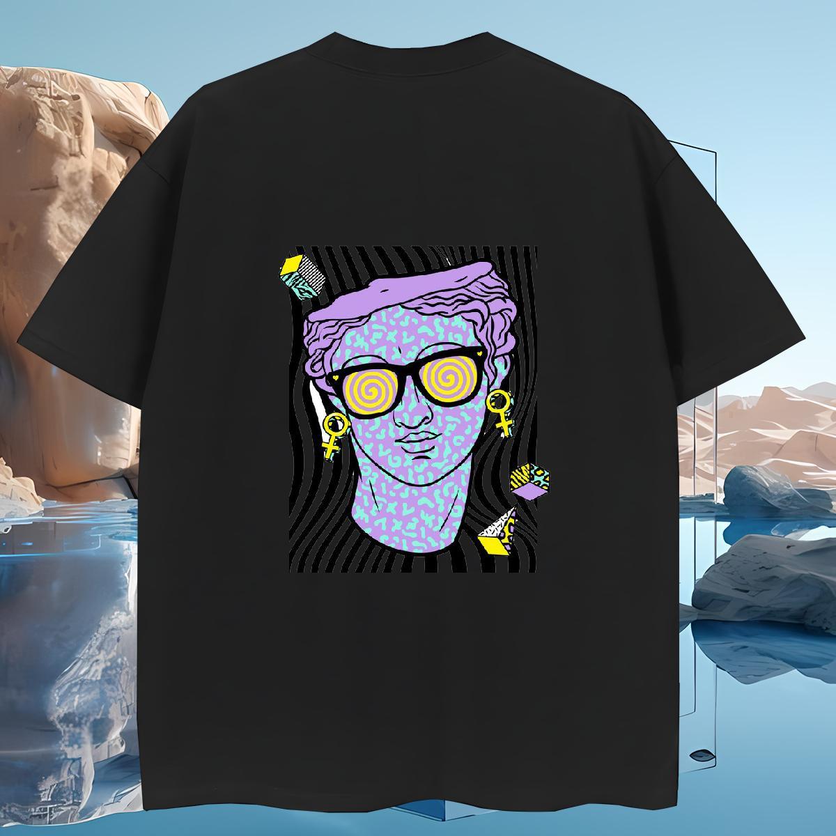 Mens T Shirts 230g 100% Cotton painting Sport Breathable Crew Neck Anime Print Men Tshirts 2024 DIY Brand Polos