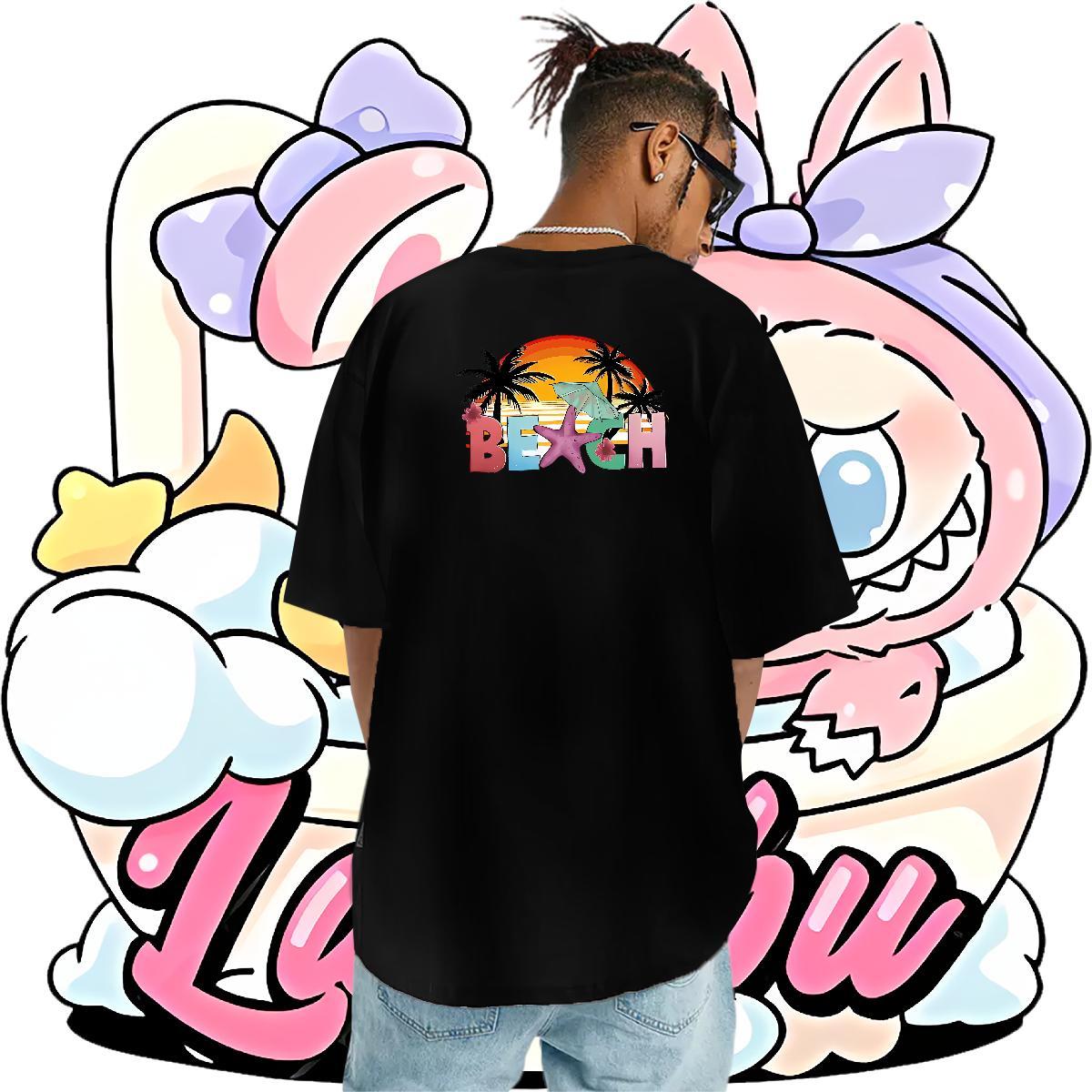 Fashion T-Shirts 230g 100% Cotton sun High Street Hip Hop Tshirts Pure Cotton Wholesale Men Tees Custom Print Oversized