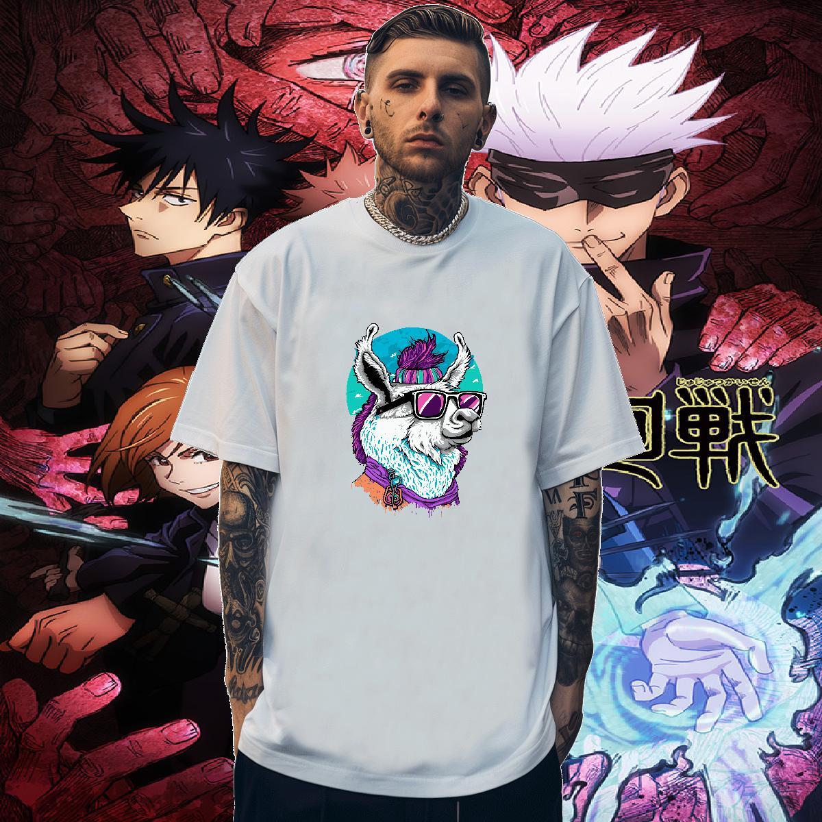 Loose Fit Men Tshirts 100% Cotton 230g Deer T shirt High Street Hip Hop Short Sleeve O-Neck Oversized 3XL 4XL 2024 Tees Shirts