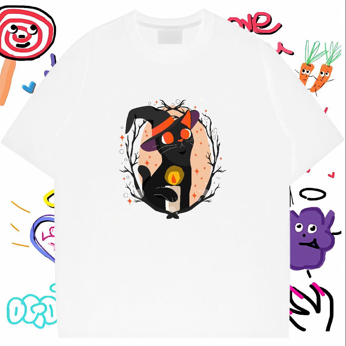 New T-Shirts 230g Cotton cat Casual Tshirts Breathable TOP Quality Men Tshirts DIY Printed