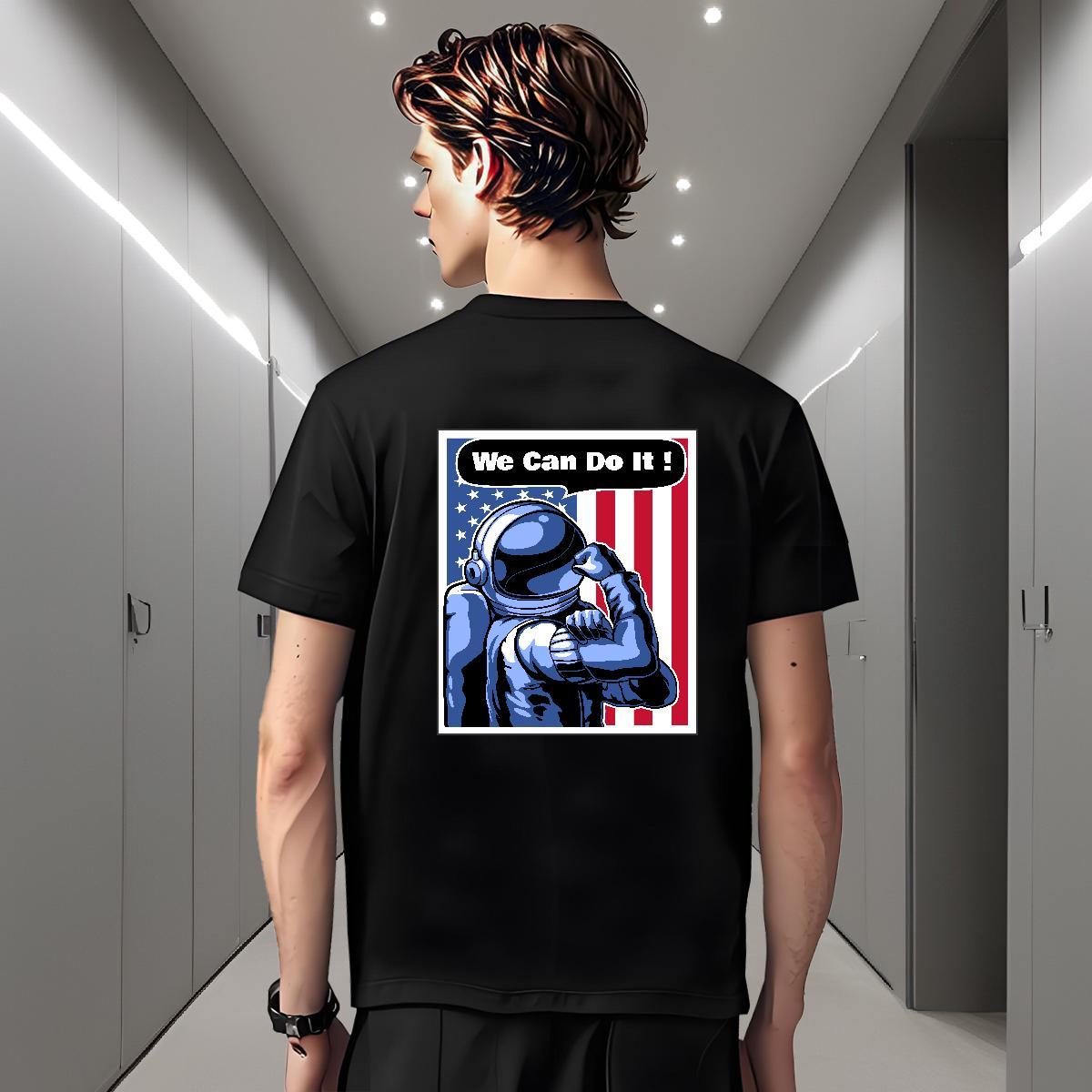 Man T Shirts 230g Cotton space Street Wear Round Neck Short Sleeve Custom Anime Tshirts Classic Comfortable Clothings