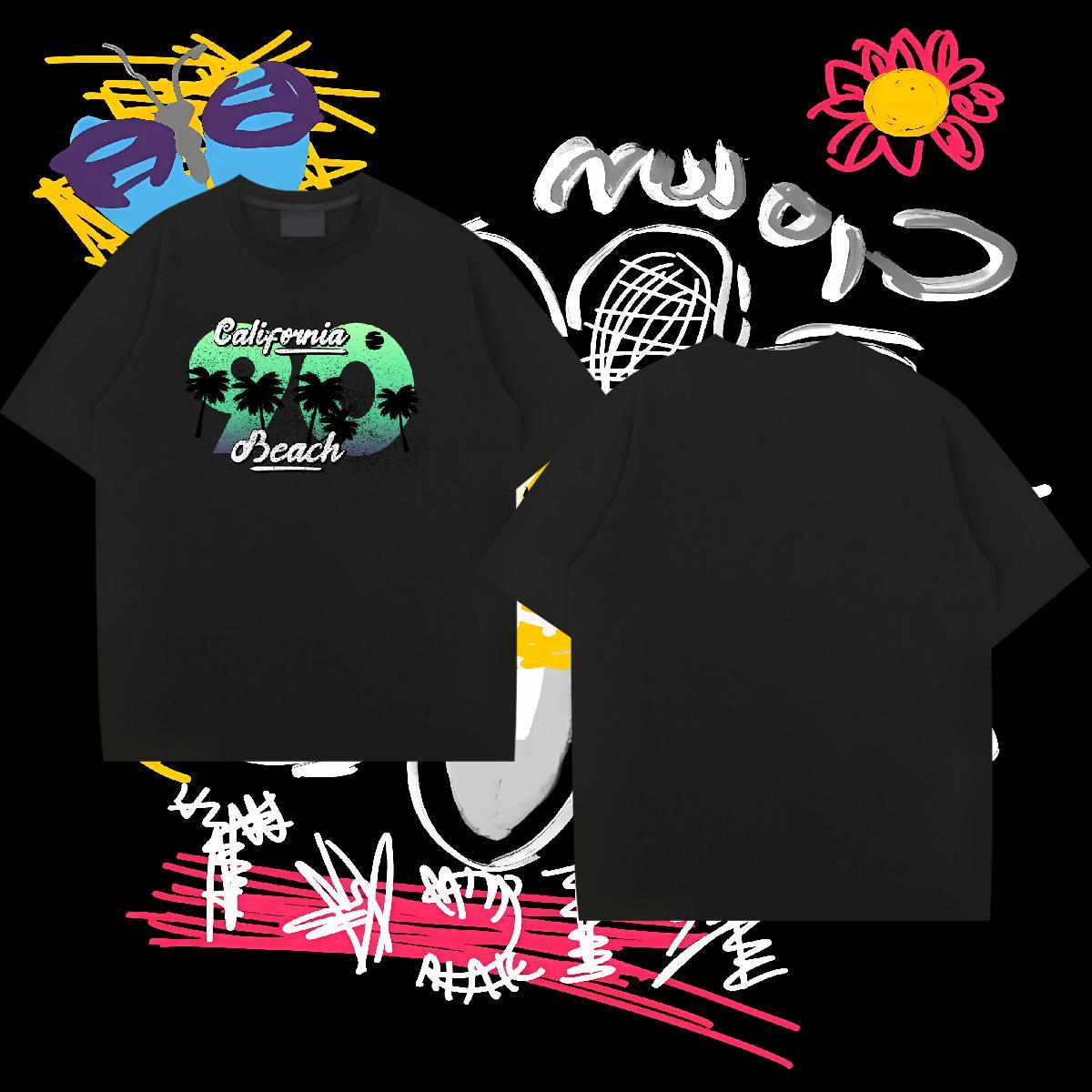 Fashion New Men T Shirts 230g 100% Cotton tree Beach Tops Shirt O-Neck Short Sleeve Unisex Men Tshirts DIY Anime