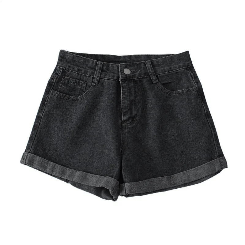 Womens wide leg denim shorts loose summer slim fit high waist casual jeans 240805