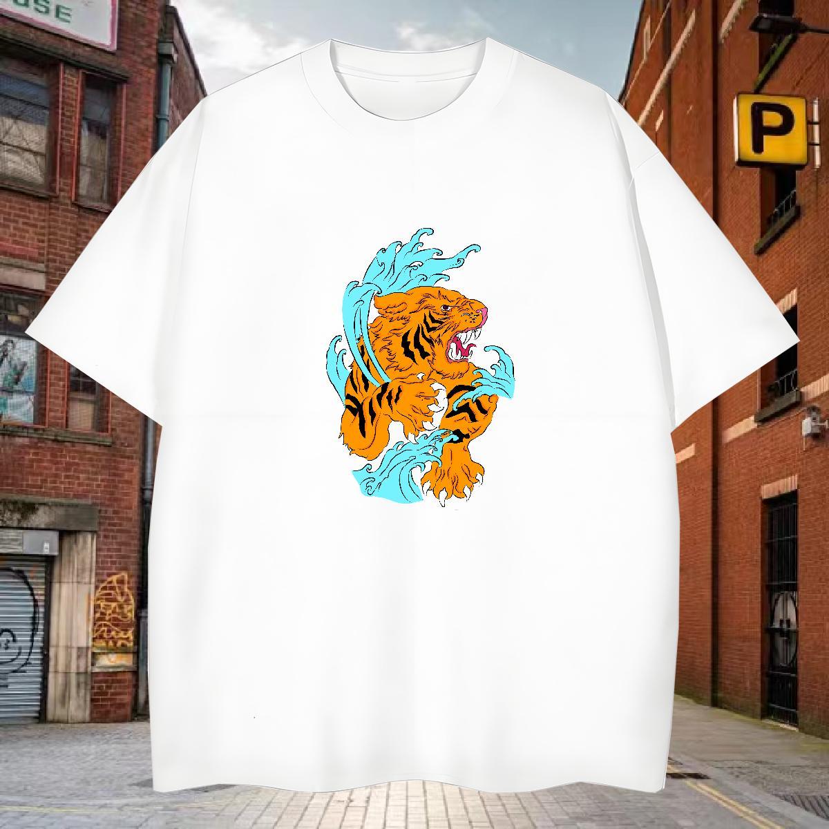 T-Shirts 230g Cotton tiger Sport Breathable Crew Neck Custom Big Size Men Tops Tees Free Shipping Loose Tee Shirt