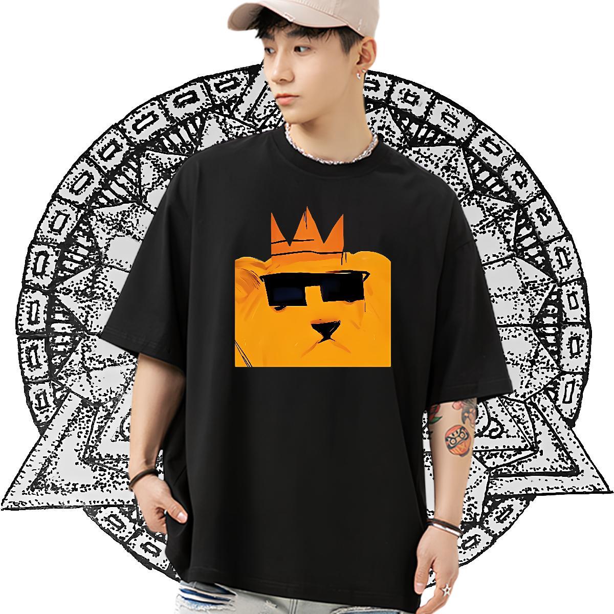 2024 Designer T shirt 230g Cotton lion Summer Casual Clothings Breathable Loose Couples T Shirts Black White