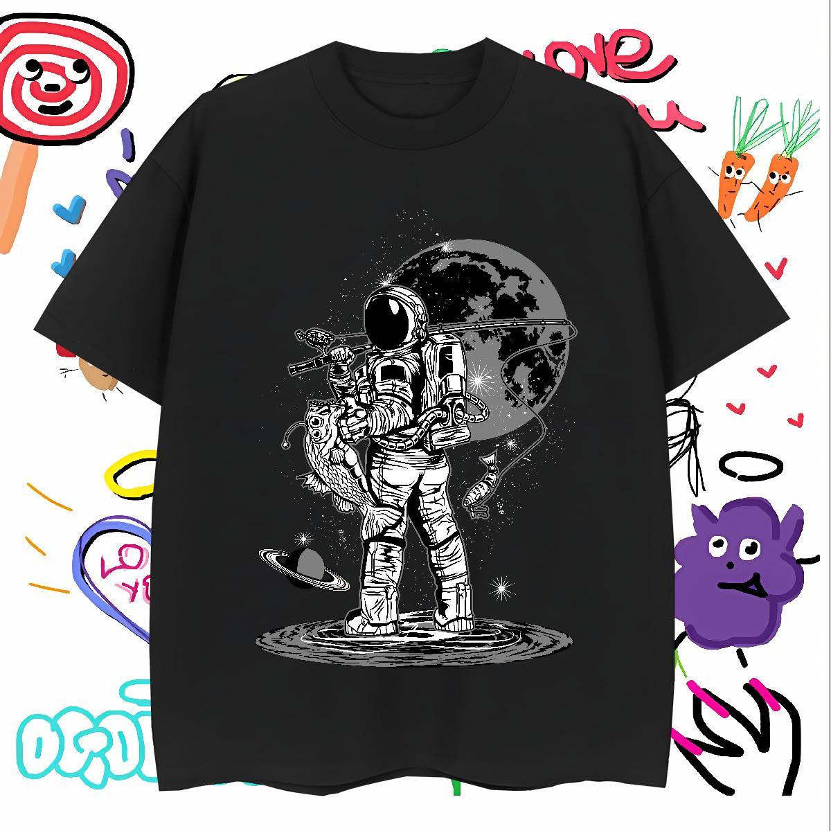 T-Shirts for Men 230g Cotton cosmonaut Casual Daily Wear Breathable Soft Customized Men Tops Tees Classic TOP Quality Clothings