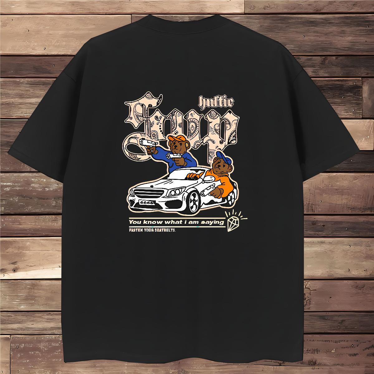 T Shirt For Man 230g Cotton bear Casual Beach Breathable Short Sleeve Graphic Couples T Shirts DIY Customized Free Shipping Clothes