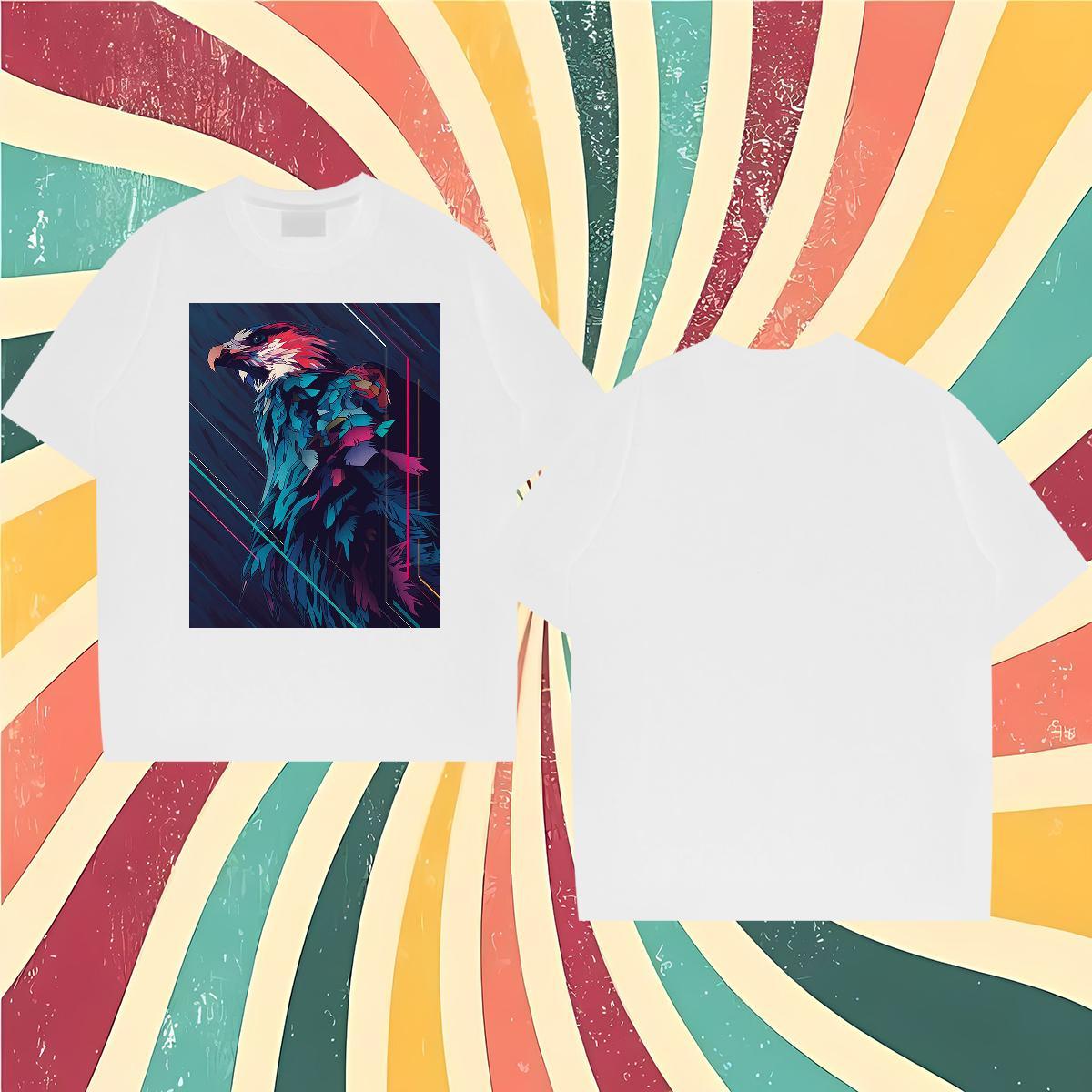 2024 DIY T-Shirts for Men 230g Cotton eagle Casual Beach Clothings Short Sleeve Soft Brand Tshirt for Man Woman Cartoon Printing L-4XL