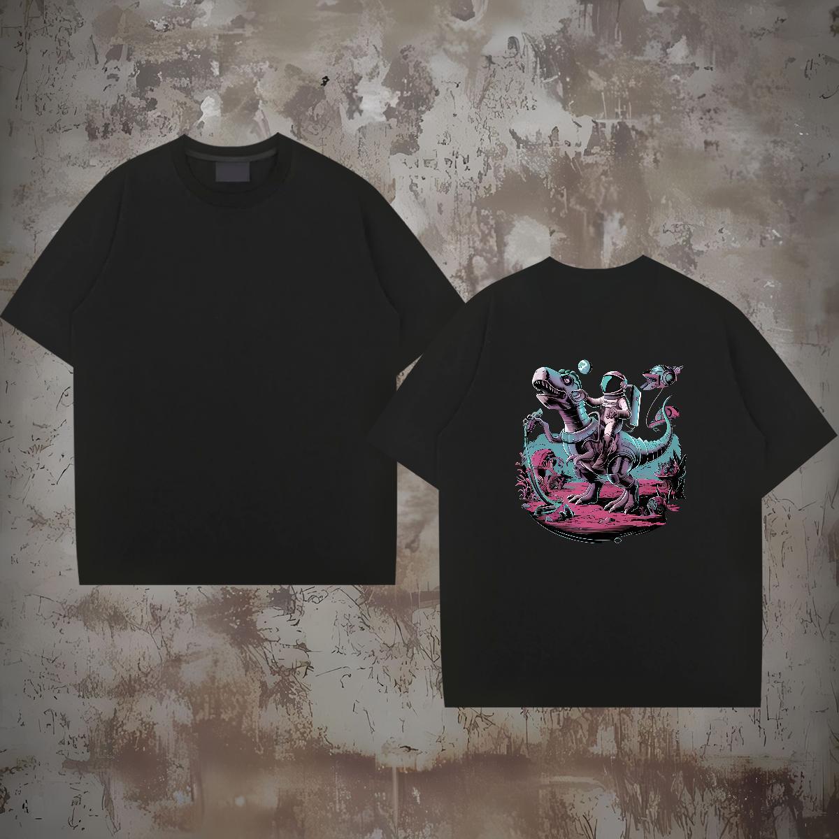 Popular Men Clothes T-Shirt 230g Pure Cotton dinosaur Men T Shirts Daily Outfit Breathable Short Sleeve Plus Size Custom DIY Customized Tees