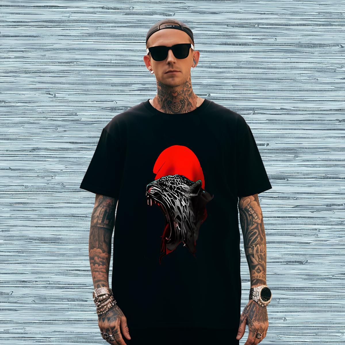 Soft Mens Tshirts 230g Pure Cotton leopard Mens T Shirts Daily Wear Breathable Short Sleeve Custom Anime 2024 Clothes