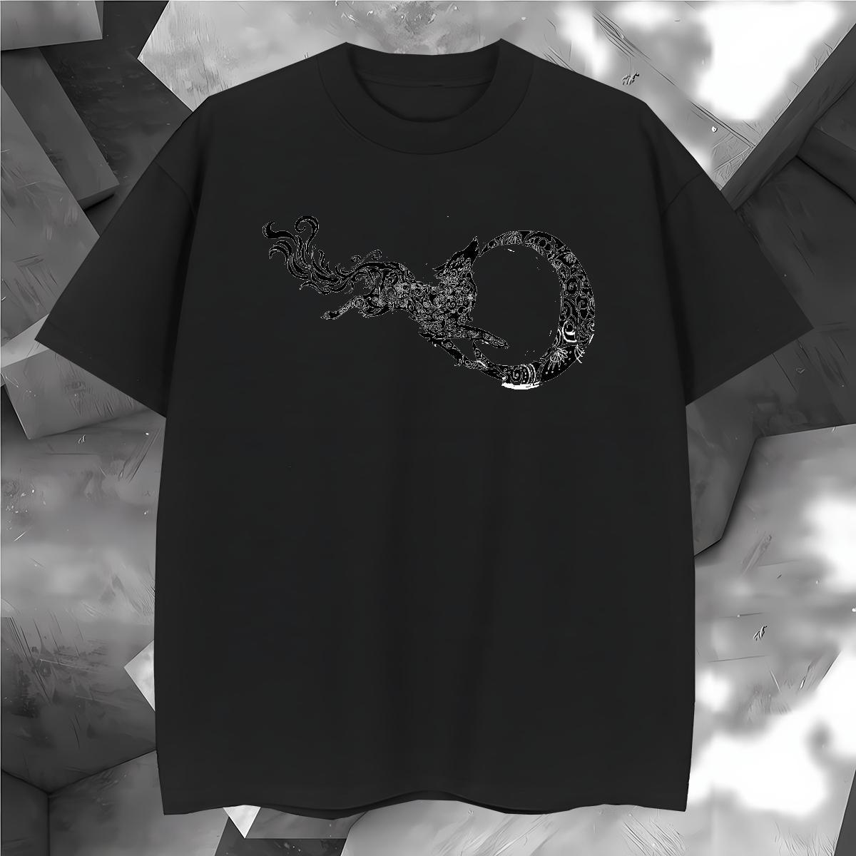 T-Shirts for Men 230g 100% Cotton wolf Daily Wear Pure Cotton Custom Cartoon Mens Tshirts Fashion Casual Cool Design Tees Shirts