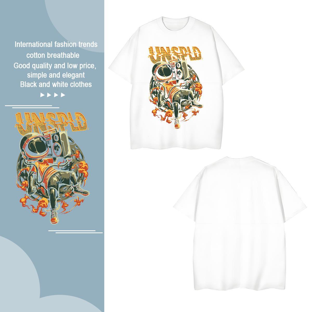 Man T Shirts 230g Pure Cotton universe Street Casual O Neck Short Sleeves Custom Print Oversized Tshirts Casual New Unisex Tees Shirts