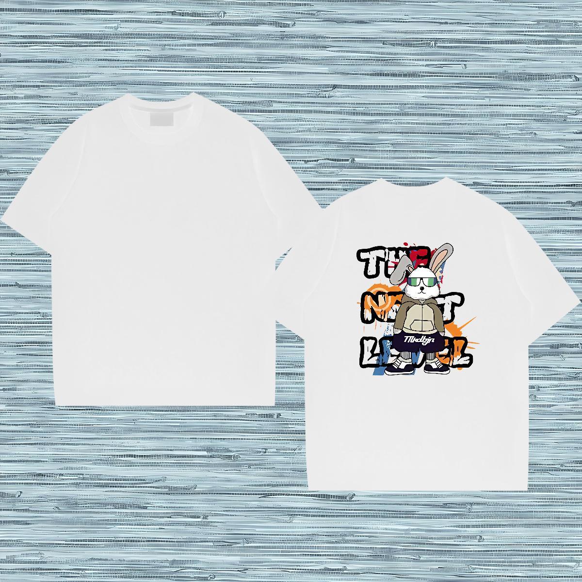 2024 Summer Man T Shirts 230g 100% Cotton rabbit Sports Casual Wear Breathable Short Sleeve High Quality Couples T Shirts DIY