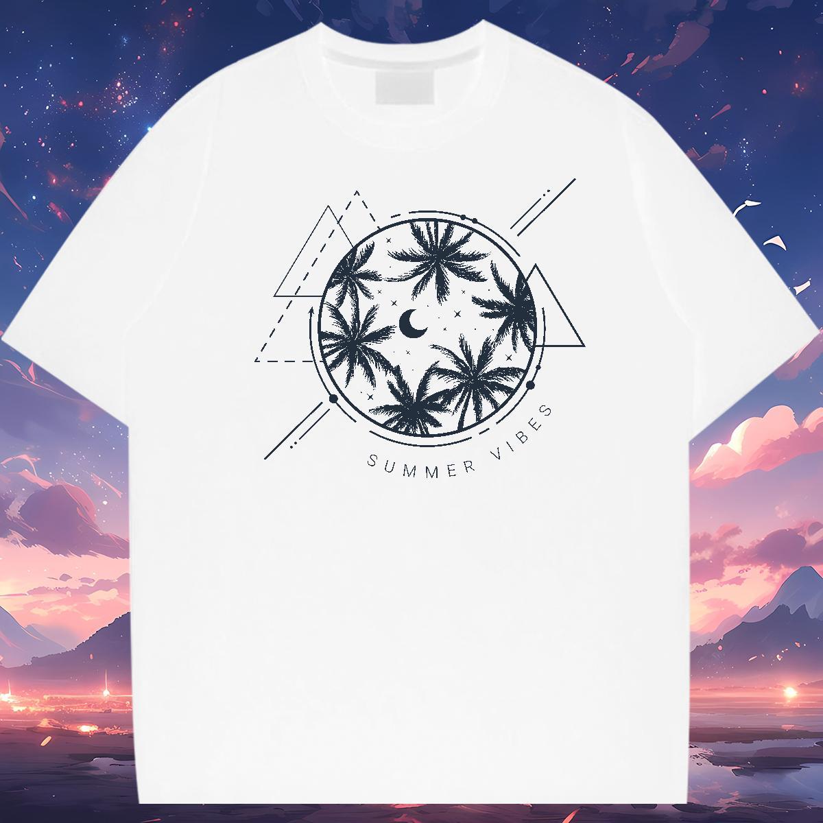 2024 Summer T Shirts Men 230g Pure Cotton tree Anime Printing Street Tops Tees Short Sleeve Soft Loose Fit Tshirts Plus Size Custom