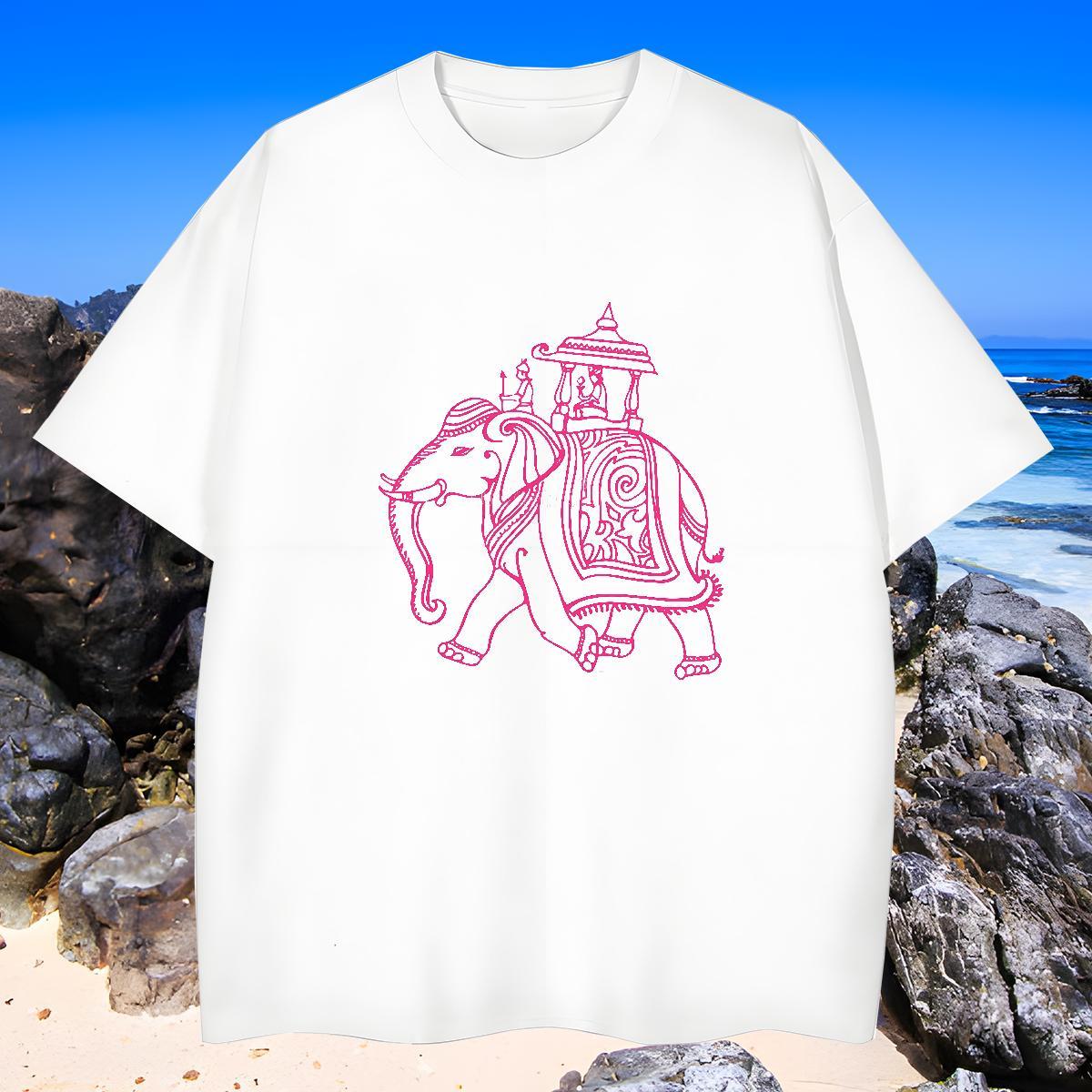 Designer Men Clothes T-Shirt 230g Cotton elephant Man T Shirts Beach Breathable Crew Neck Black White New Designer Clothings