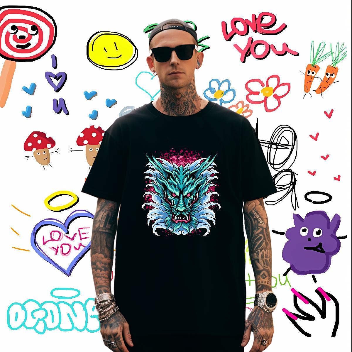 T shirt 230g Cotton Summer Casual Breathable Short Sleeve DIY Logo Oversized Tshirt for Man Woman Custom Loose Fit Wear