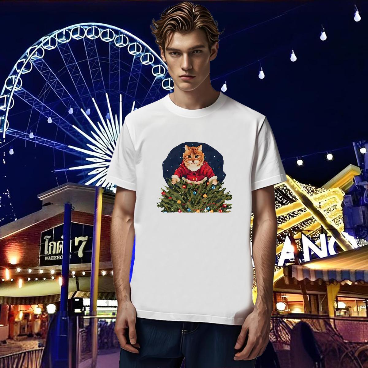 Fashion Casual T shirt 230g Pure Cotton cat Casual Daily Wear Tops Shirt Crew Neck Cool Men Tops Tees Oversized 3XL 4XL