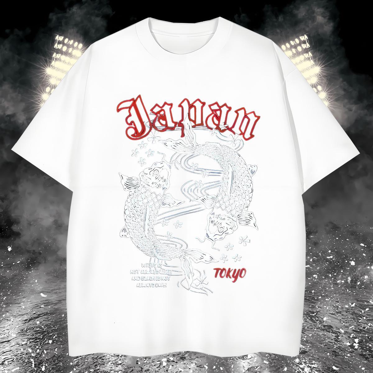 Man T Shirts 230g Pure Cotton fish Anime Printing Street Breathable Short Sleeve DIY Printed Men Tees Factory Direct Cool Tops