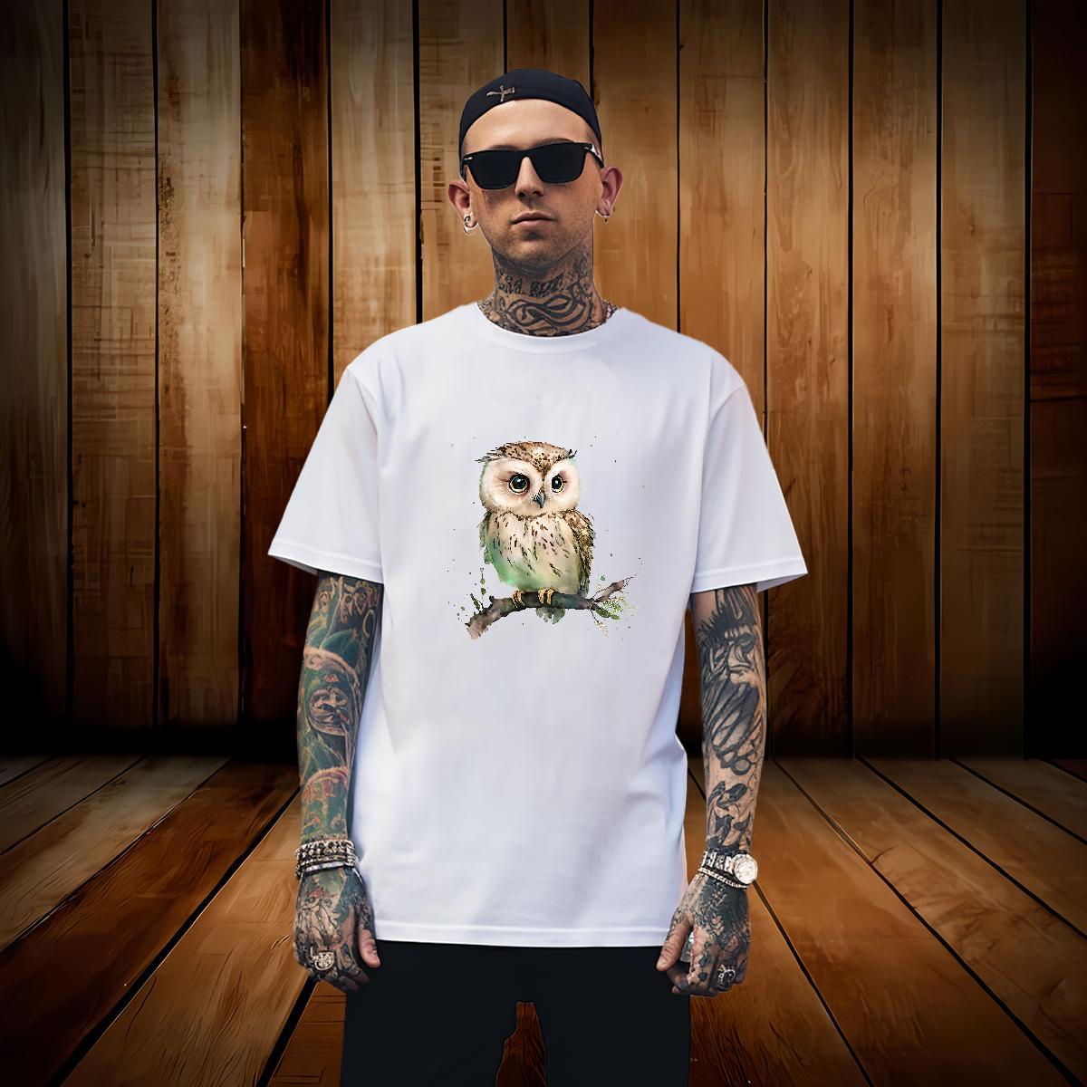 Man T Shirts 100% Cotton 230g Owl Home Outdoor Pure Cotton Oversized Couples T Shirts Free Shipping Loose Fit Tops Tees