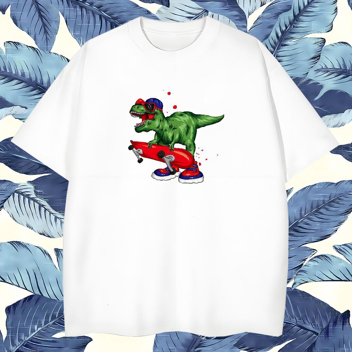Fashion Designer T-Shirts 100% Cotton 230g dinosaur High Street Hip Hop Tops Shirt Short Sleeve Soft Classic Mens Tshirts Anime