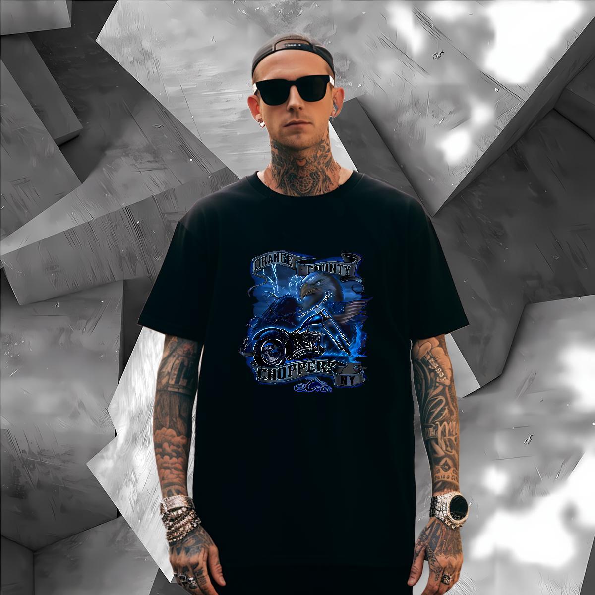 T Shirts Men 100% Cotton 230g eagle Outdoor Short Sleeve O-Neck Black Oversized Men Tshirts 2024 Cool Design Clothes