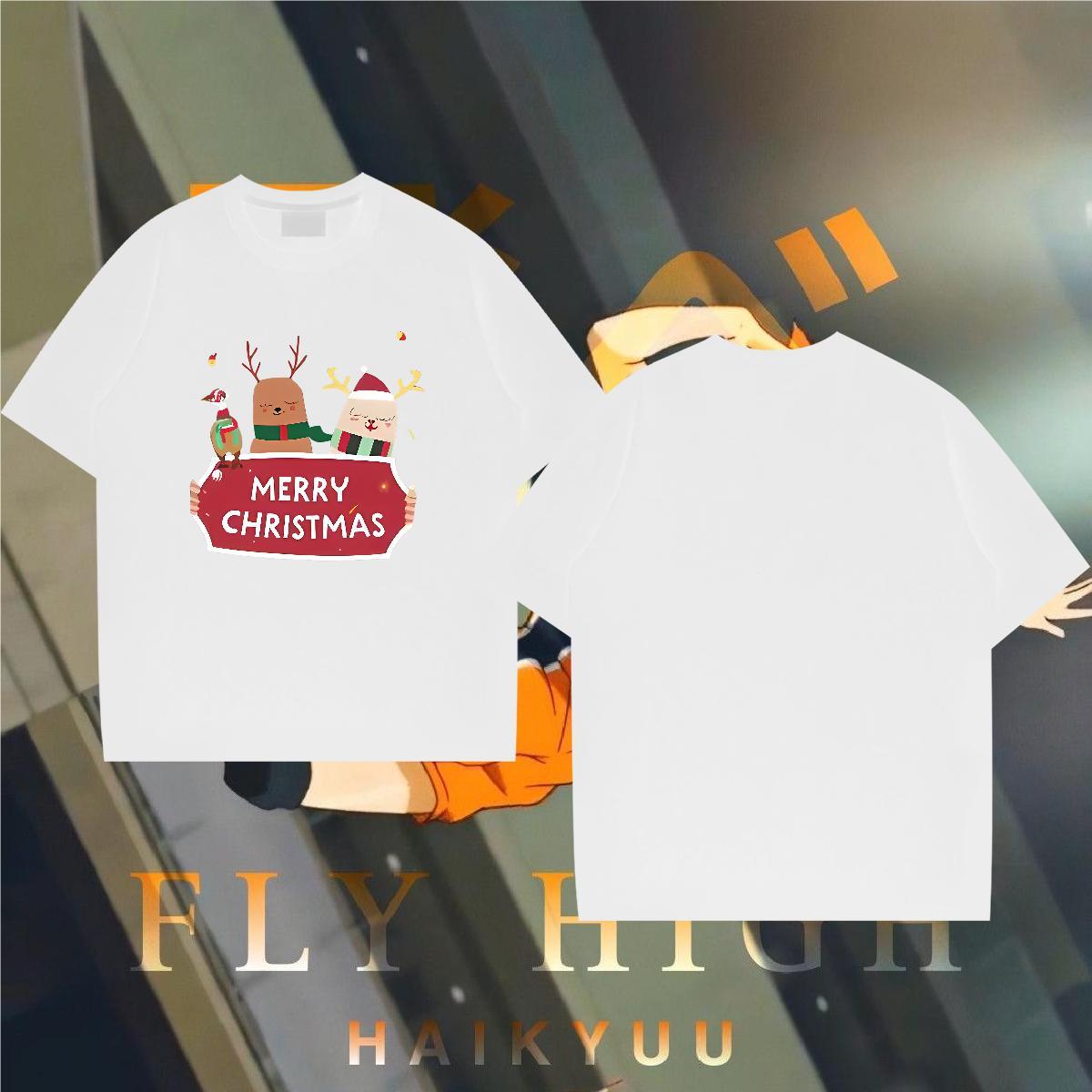 T Shirts Men 230g Cotton Christmas Casual Breathable Crew Neck Custom Big Size Men Tees Fashion Casual Popular Tops Tees