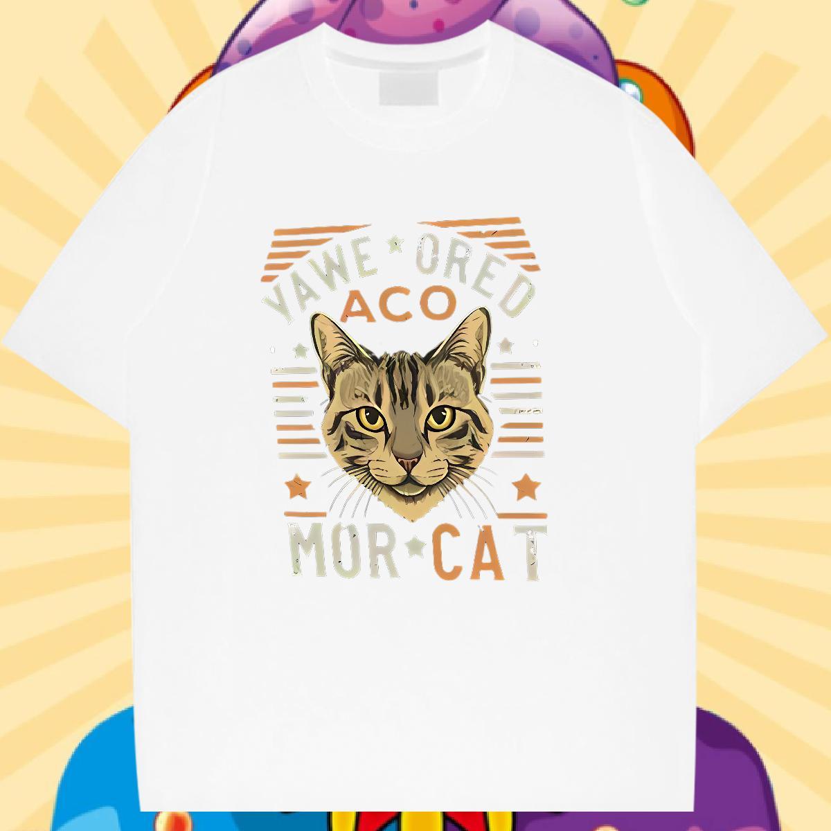 New Designer Man T Shirts 230g 100% Cotton cat Street Wear Tops Pure Cotton Unisex Men Tops Tees Cartoon Printing L-4XL