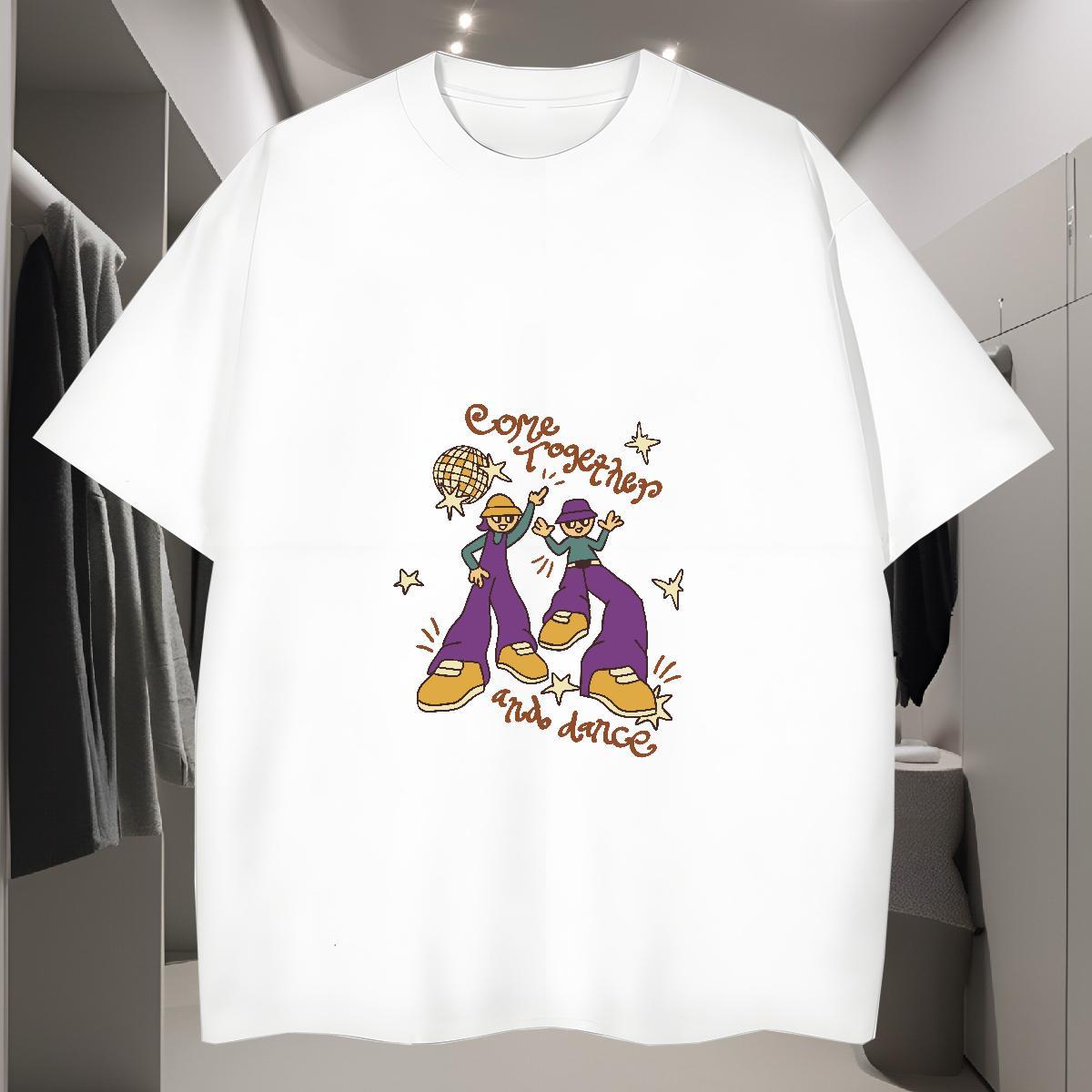 Man T Shirts 230g Pure Cotton handpainted Home Outdoor O Neck Short Sleeves Asian Size Tshirt for Man Woman 2024 New Loose Tops