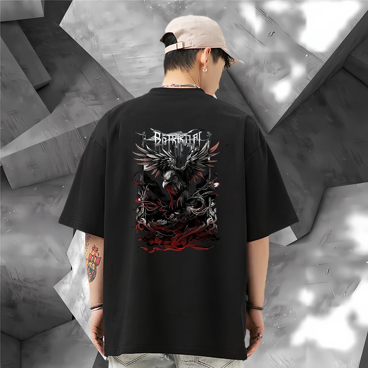 Wholesale Men T Shirts 100% Cotton 230g eagle Casual Beach Tees Breathable Short Sleeve Unisex Men Clothes T-Shirt Anime Print