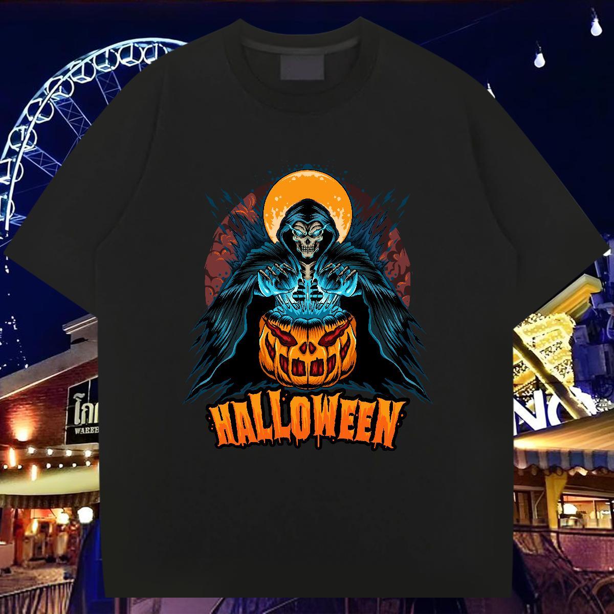 Designer Men T Shirts 230g Cotton Halloween Street Casual Tops Shirt Breathable Crew Neck Free Shipping Men Tshirts Customized Print