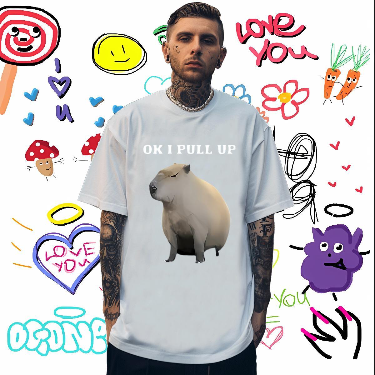 Men T Shirts 100% Cotton 230g mouse Spring Summer Breathable Short Sleeve Plus Size Cartoon Tshirt for Man Woman Classic Casual High Quality Tee Shirt