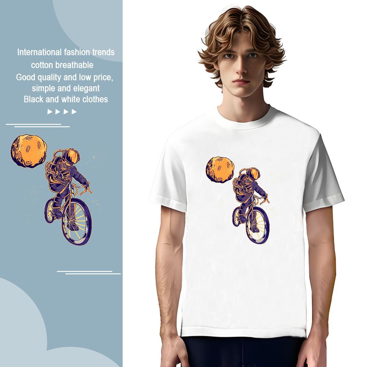 Man T Shirts 230g Cotton cosmonaut Home Outdoor Breathable Soft DIY Printed Tshirts 2024 Designer Unisex Tops
