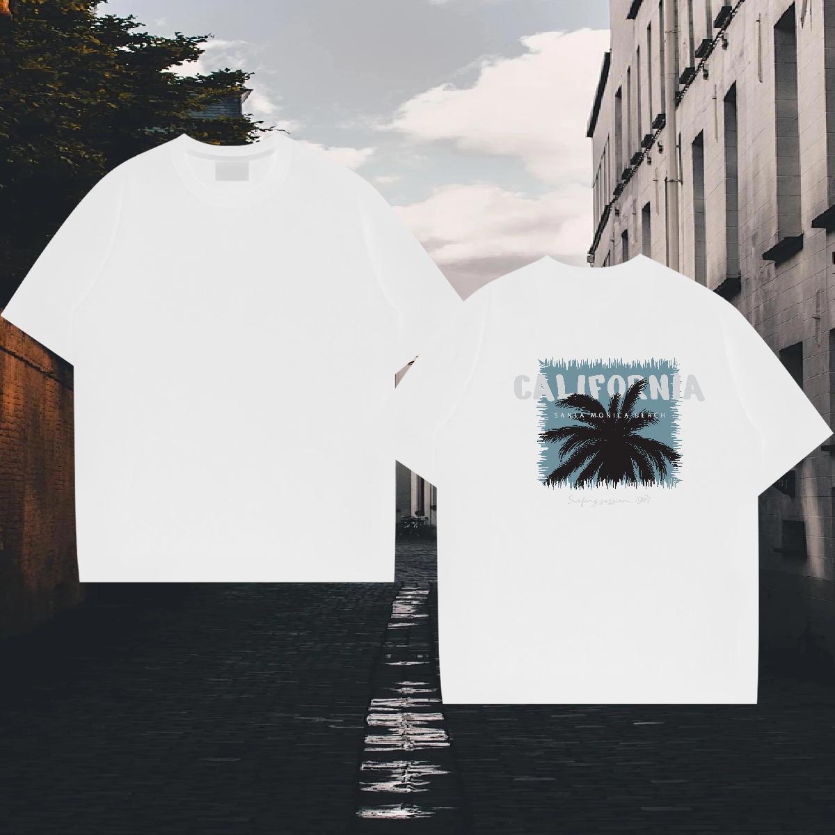 New Arrival T shirt 230g 100% Cotton tree Casual Tops Shirt Breathable Cool Tshirts DIY Logo Oversized
