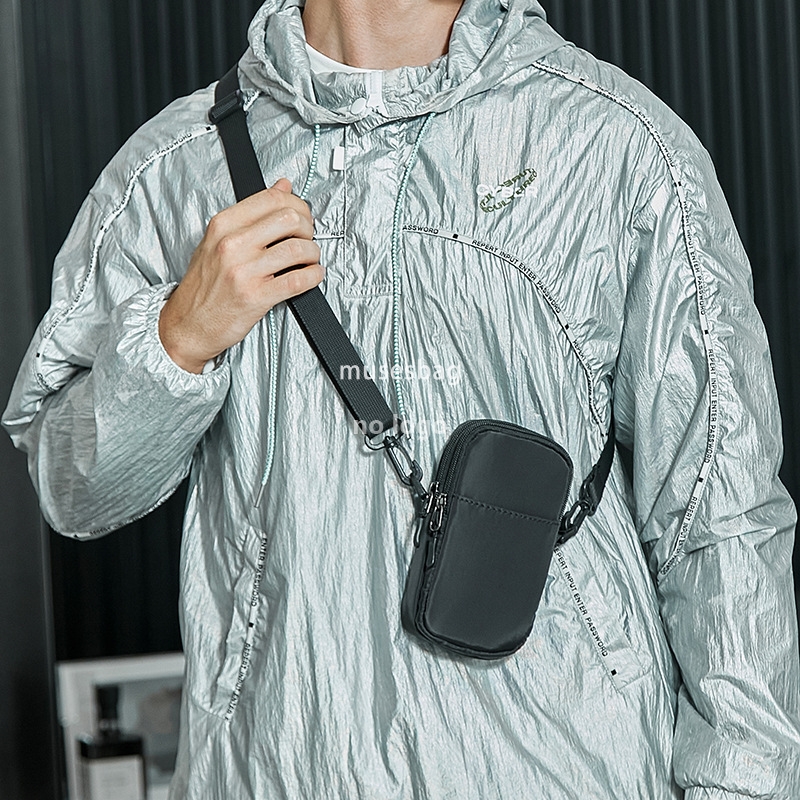 Mobile phone bag Men's bag crossbody bag Men's waist pack crossbody bag Fashion brand shoulder bag Multi-functional mini hanging bag lightwe