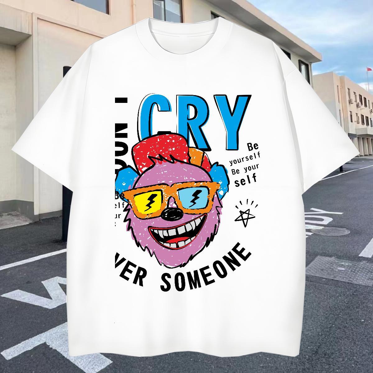 Cool Men Tops Tees 230g 100% Cotton Sport letter DIY Printed Short Sleeve Soft Classic Casual T Shirt For Man Tees Shirts