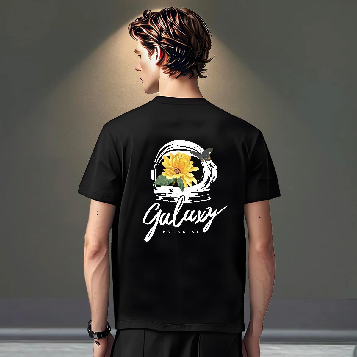 Cool Men Tees 230g Cotton High Street Hip Hop flower White Plus Size Breathable Crew Neck DIY T-Shirts Top Tees