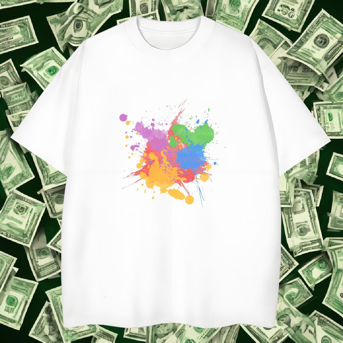 Man T Shirts 230g 100% Cotton painting Sports Casual Breathable Soft DIY Logo Oversized Couples T Shirts Fashion Casual Cool Design Polos