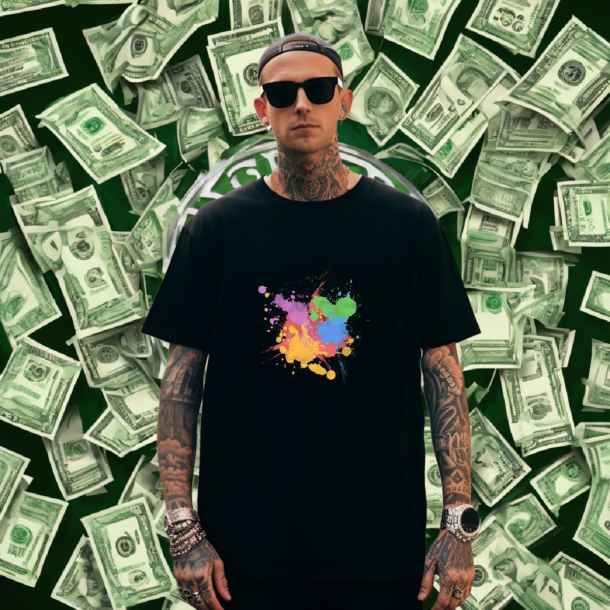 Man T Shirts 230g 100% Cotton painting Sports Casual Breathable Soft DIY Logo Oversized Couples T Shirts Fashion Casual Cool Design Polos