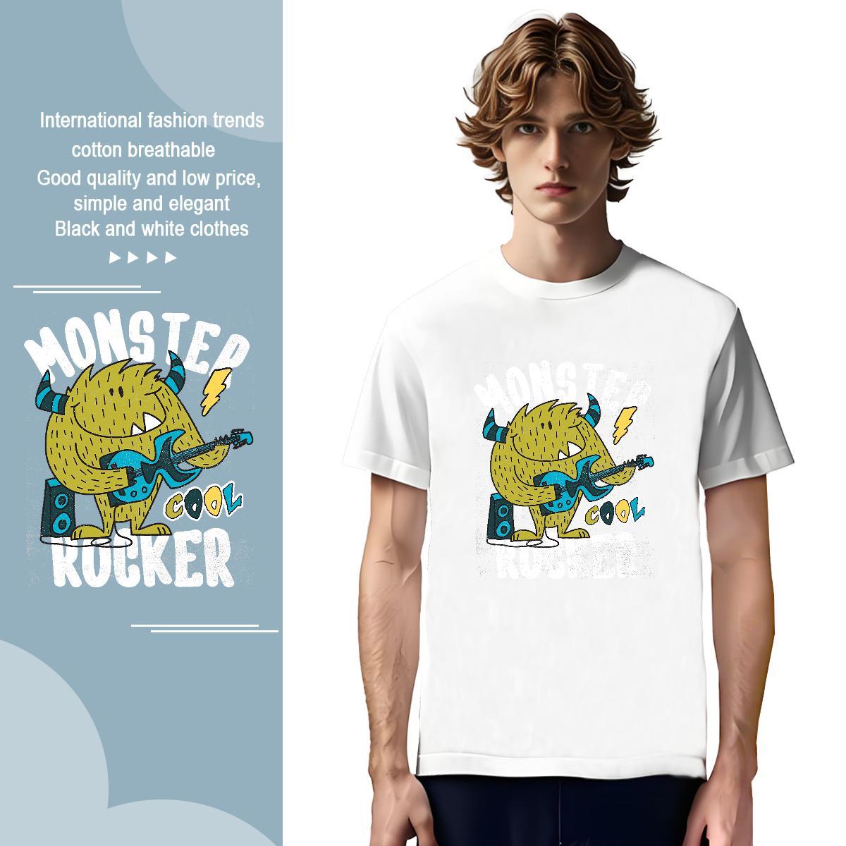 T-Shirts for Men 230g Cotton USA Casual Beach Breathable Crew Neck Custom Cartoon Men Tshirts DIY Cool Tee Shirt