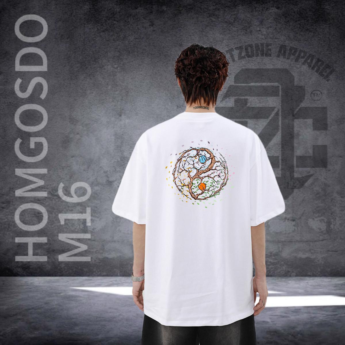 2024 Summer T Shirts Men 230g Pure Cotton tree Street Casual Tshirts Short Sleeve O-Neck Designer Couples T Shirts DIY Printed